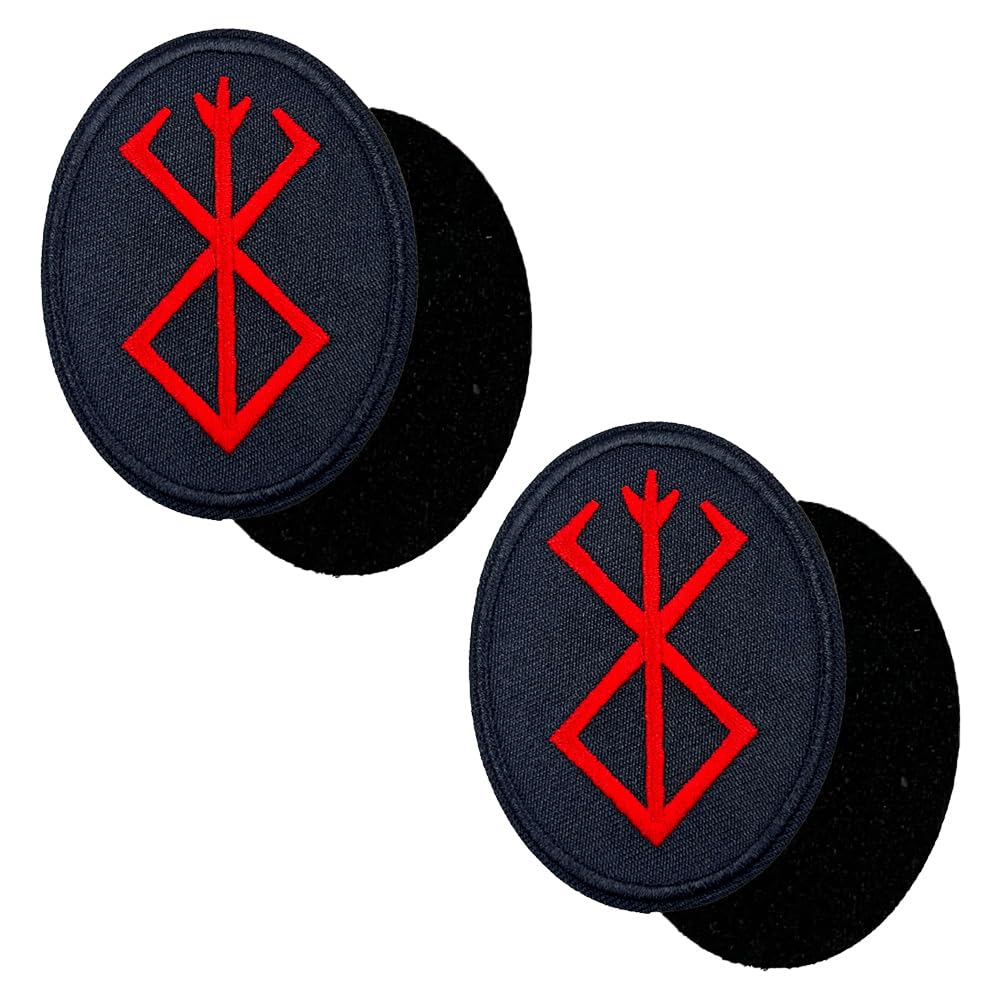 3'' Red Viking Berserker Rune Logo Embroidered Hook and Loop Patches