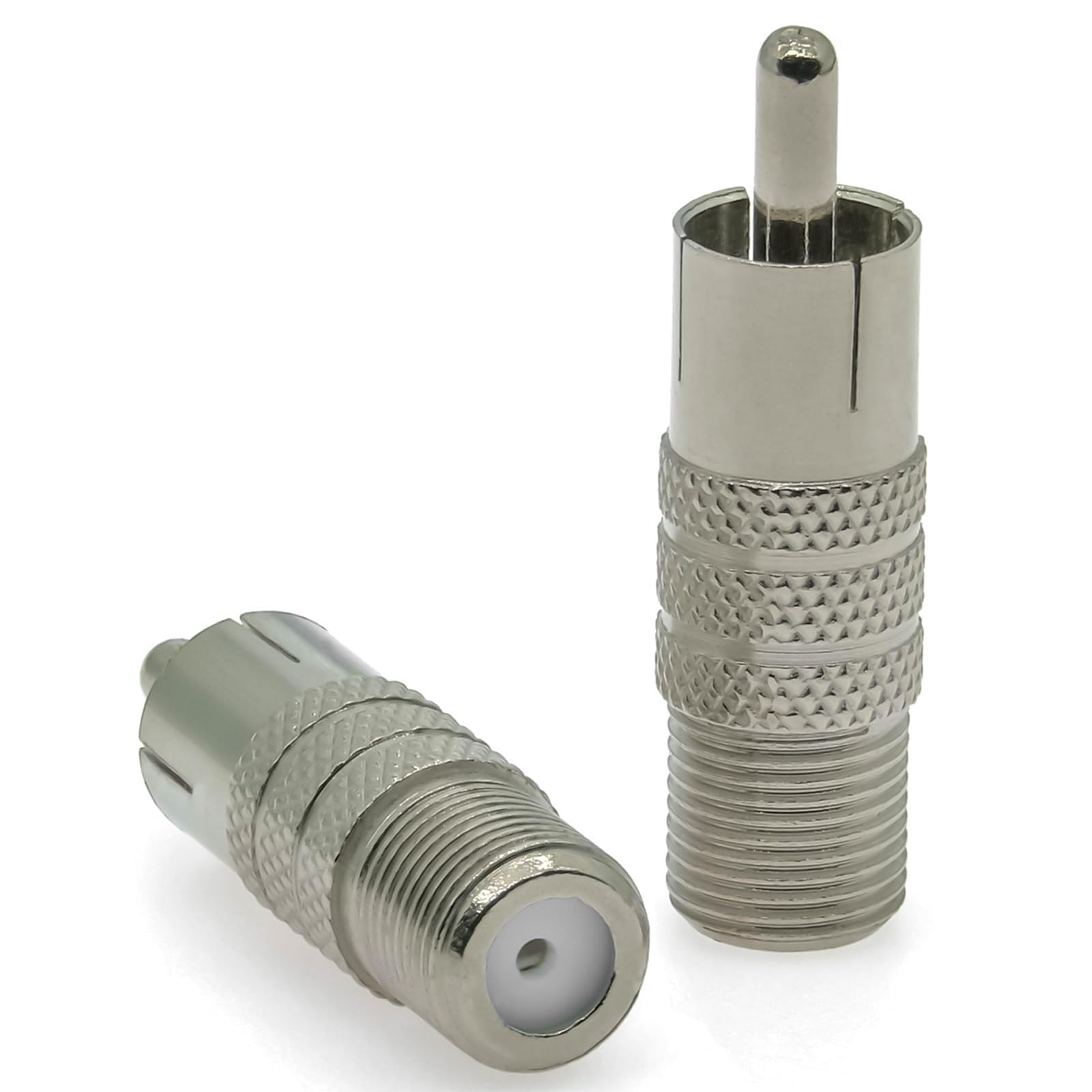 2PCS F Type to Phono Plug RCA Coax Adapter, Phono Plug RCA Male to Type F Female Coupler Adapter, Type F AV Connector Converter (Copper) Compatible