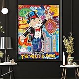 Drôle Mona Lisa Graffiti Murale Art Tirages Pop art Affiche Money Street art Affiche Citation Inspirante Affiche Abstrait Coloré Graffiti Banksy Affiche Toile tableau Salon Murale Decoration F30107