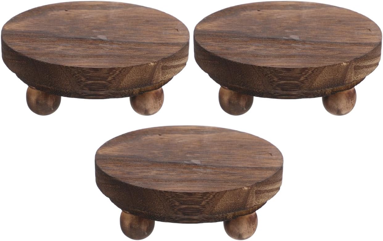 Solustre Wood Display Stand Set of Mini Riser Display Stand for Kitchen