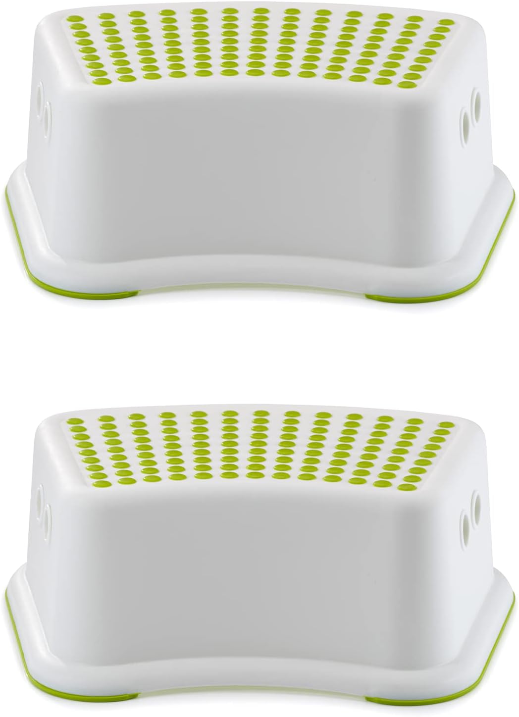 Straame Sturdy Step Stool for Bathroom, Practical Non-Slip Toilet Step in White and Green for Kids, Multiuse Booster Step, Toddler Potty Training (Green, 2)