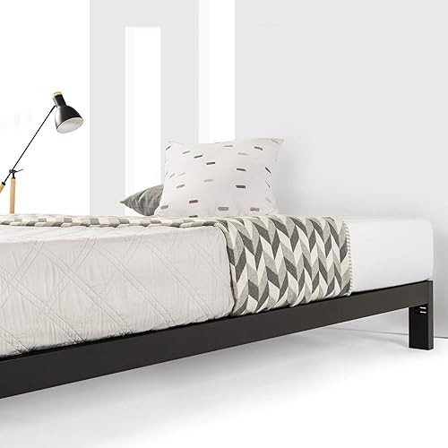 Miniatura 4 de Mellow Base de cama de metal resistente de 10 pulgadas, soporte de listones de madera, base de colchón (no necesita somier), matrimonial, color negro