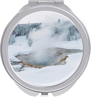 Mammoth Hot Springs Makeup Mirror Small Portable Folding Makeup Mirror 、Vanity Mirror for Camping,Home,Office, Good for Gift