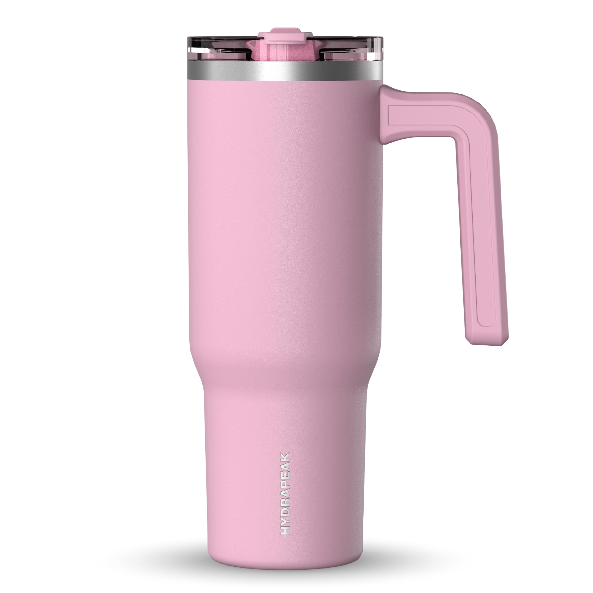 Hydrapeak Voyager 32 oz Tumbler with Handle and Straw Lid | Reusable Stainless Steel Water Bottle Travel Mug Cupholder Friendly | Insulated Cup (Cotton Pink)