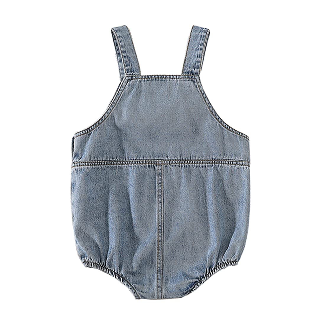 DINGDONG'S CLOSET Baby Toddler Boy Girl Denim Pocket Shortall Jean Triangle Short Overalls(9-12M)