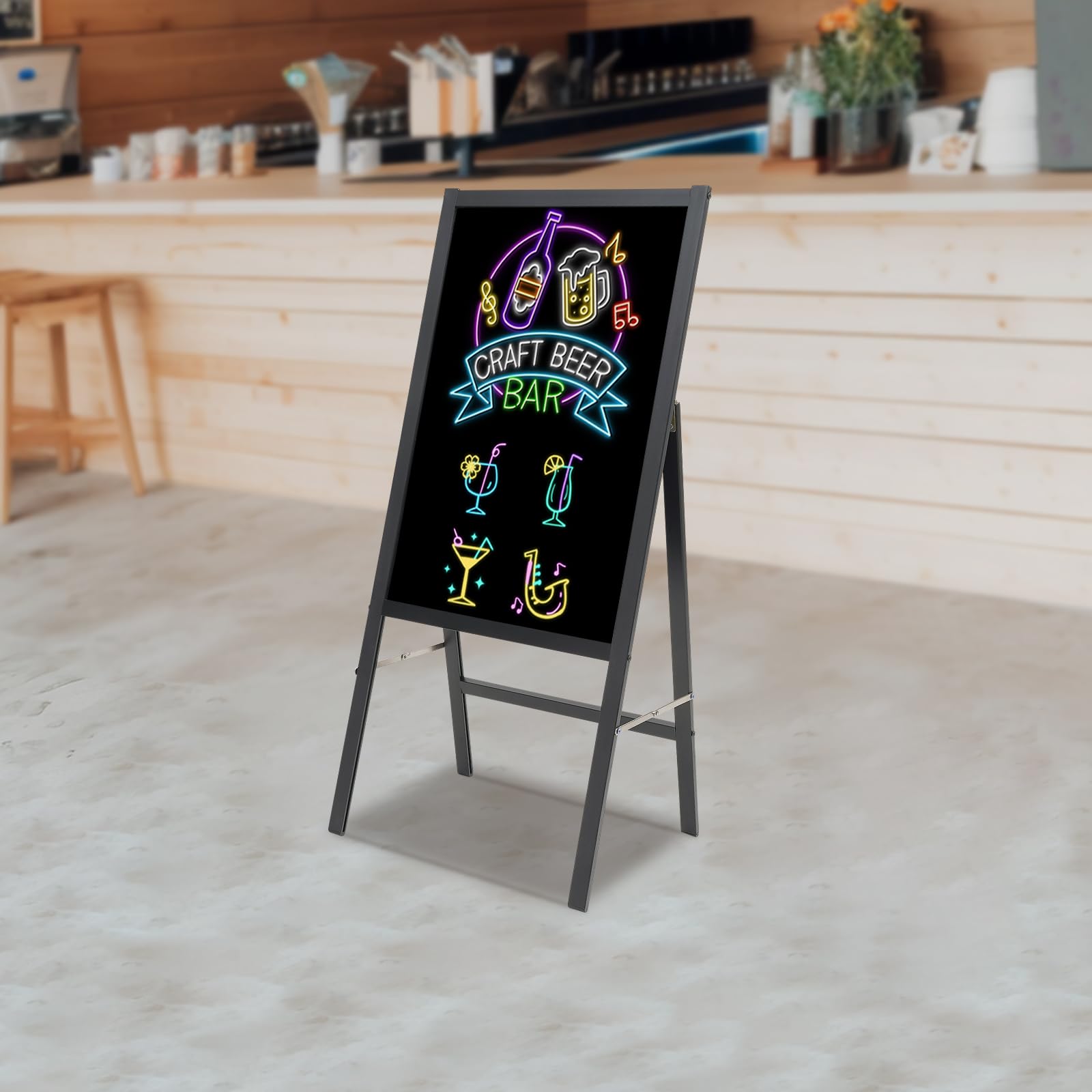 Kreidetafel Aufsteller, LED-Anzeigetafel -7 Lichtfarben und 11 Blinkmodi-8 fluoreszierende Marker-Werbetafel, Schreibtafel Klein Buffet Schilder für Restaurant Café Hochzeit Party (40x60cm)