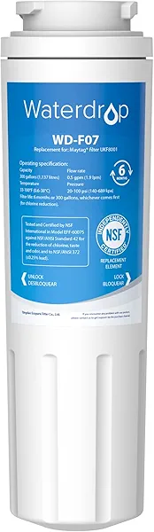 Waterdrop UKF8001 Refrigerator Water Filter 4, Replacement for Whirlpool® EDR4RXD1, EveryDrop® Filter 4, Maytag® UKF8001AXX-750, UKF8001AXX-200, 46-9006, Puriclean II, WF-UKF8001, WD-F07 1 C