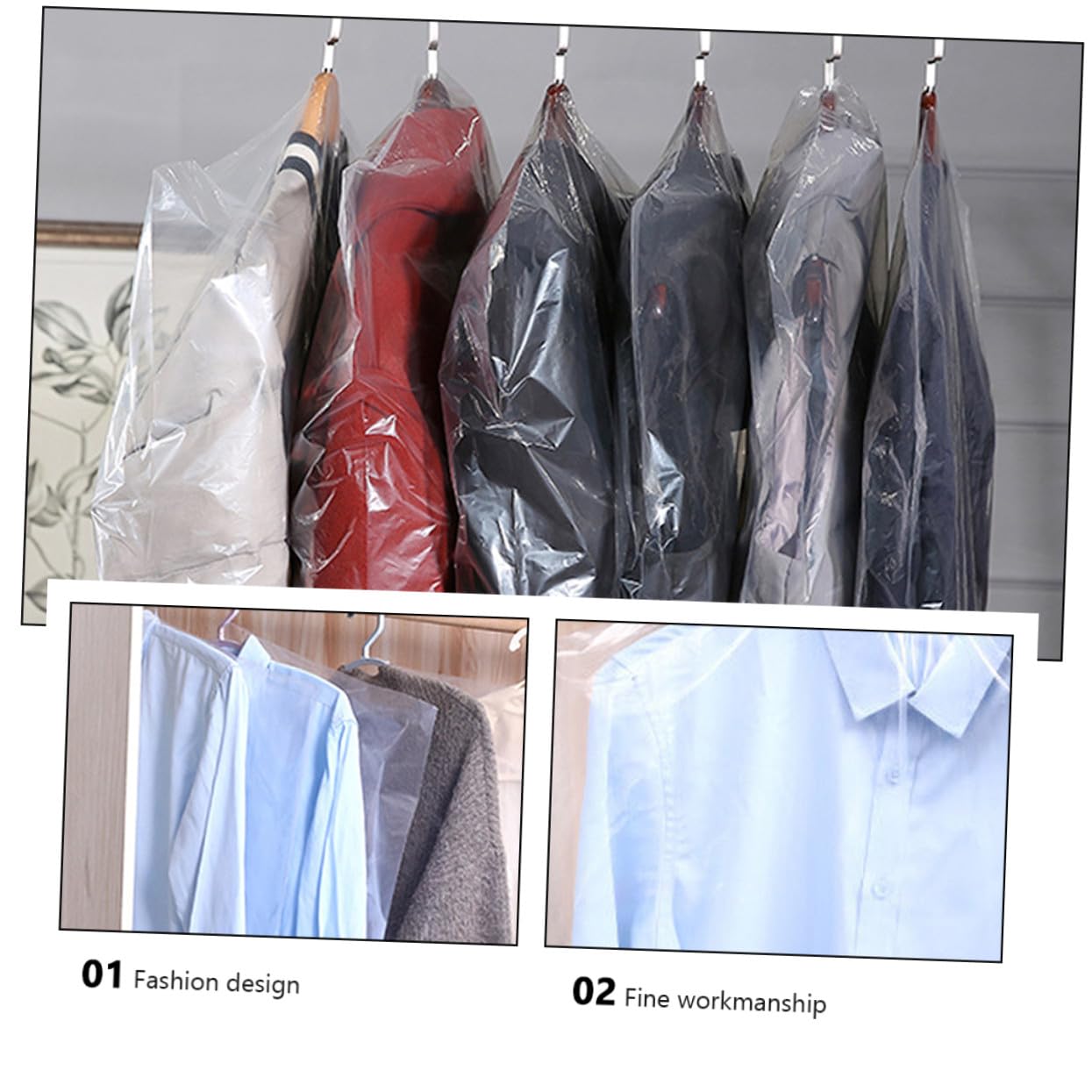Garneck 50 Fundas Protectoras Para Ropa 60x150 Cm 2.2 Mils Bolsa Para Guardar Ropa Funda De Abrigo Transpirable Antipolvo Para Armario Uso Doméstico Pack De 50 Unidades