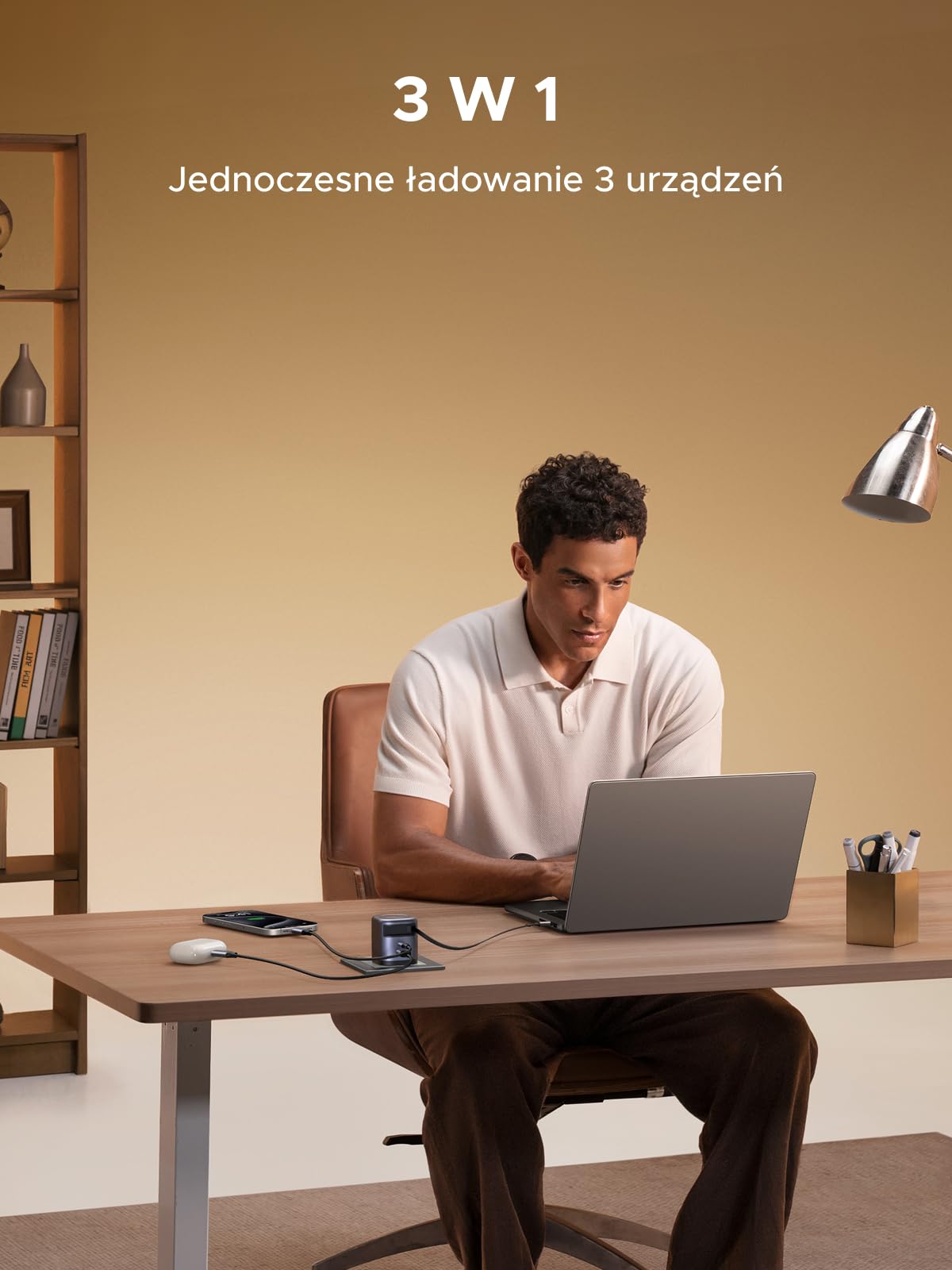 UGREEN Nexode Ładowarka USB-C 65 W, z przedłużanym kablem o długości 69 cm, 3 porty