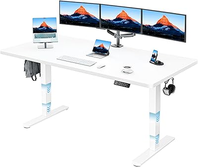 HUANUO Höhenverstellbarer Schreibtisch 160x80cm Ganze Tischplatte, Elektrisch Schreibtisch Höhenverstellbar 60-125cm, 3 Stufen-Beine-Design mit 120kg Tragfähigkeit & 2-Motor, Elektrischer Stehpult