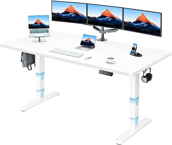 HUANUO Höhenverstellbarer Schreibtisch 160x80cm Ganze Tischplatte, Elektrisch Schreibtisch Höhenverstellbar 60-125cm, 3 Stufen-Beine-Design mit 120kg Tragfähigkeit & 2-Motor, Elektrischer Stehpult