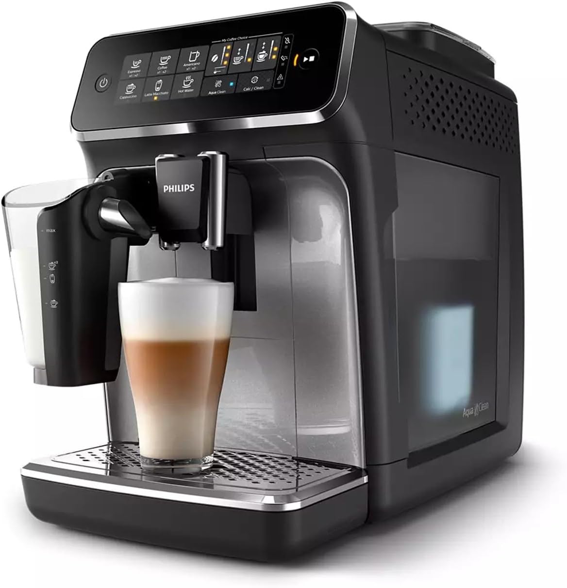 DE BESTE PHILIPS 3200 SERIE VOLAUTOMATISCHE ESPRESSOMACHINE - LATTEGO MELKSYSTEEM, INGEBOUWDE MOLEN, 5 KOFFIEVARIATIES, INTUÏTIEF TOUCHDISPLAY, ZILVER...