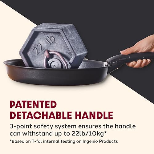 Miniatura 8 de T-fal Ingenio - Juego de utensilios de cocina antiadherentes, 10 piezas, inducción, apto para horno 500F, ollas y sartenes, asas desmontables, apto