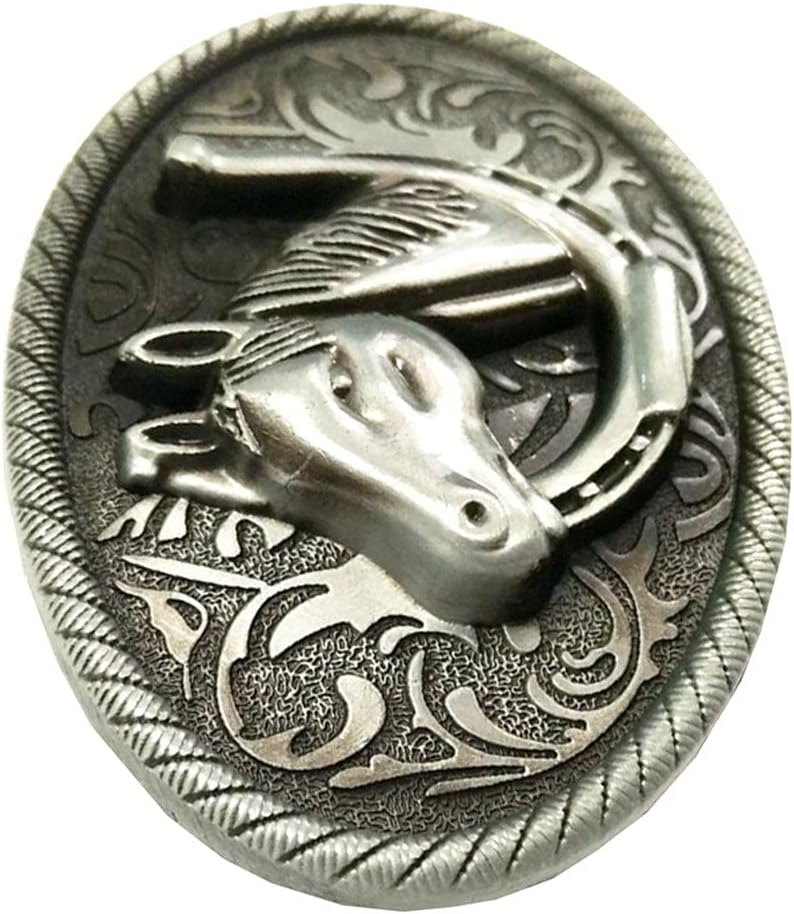 Mens Large Vintage Western Belt Buckle Arabesque Horse Pattern Rodeo