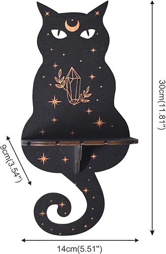 Miniatura 3 de Estante de cristal negro, estante de exhibición de cristal negro, soporte de péndulo de cristal, estante de exhibición, bruja, murciélago, polilla,