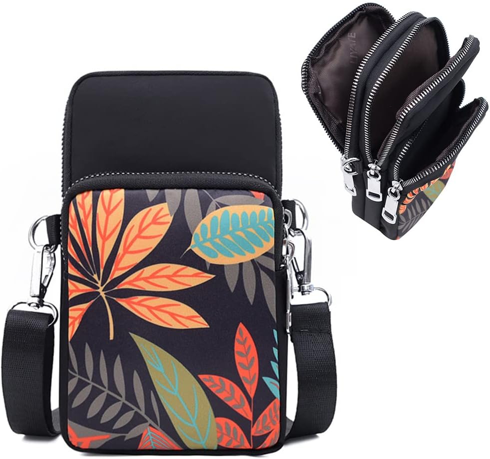 Women Girls Ladies Crossbody Phone Bags Wallet Cellphone Purse Small Shoulder Bag Wristlet Handbags Travel Passport Neck Pouch Bag, 1859, Black