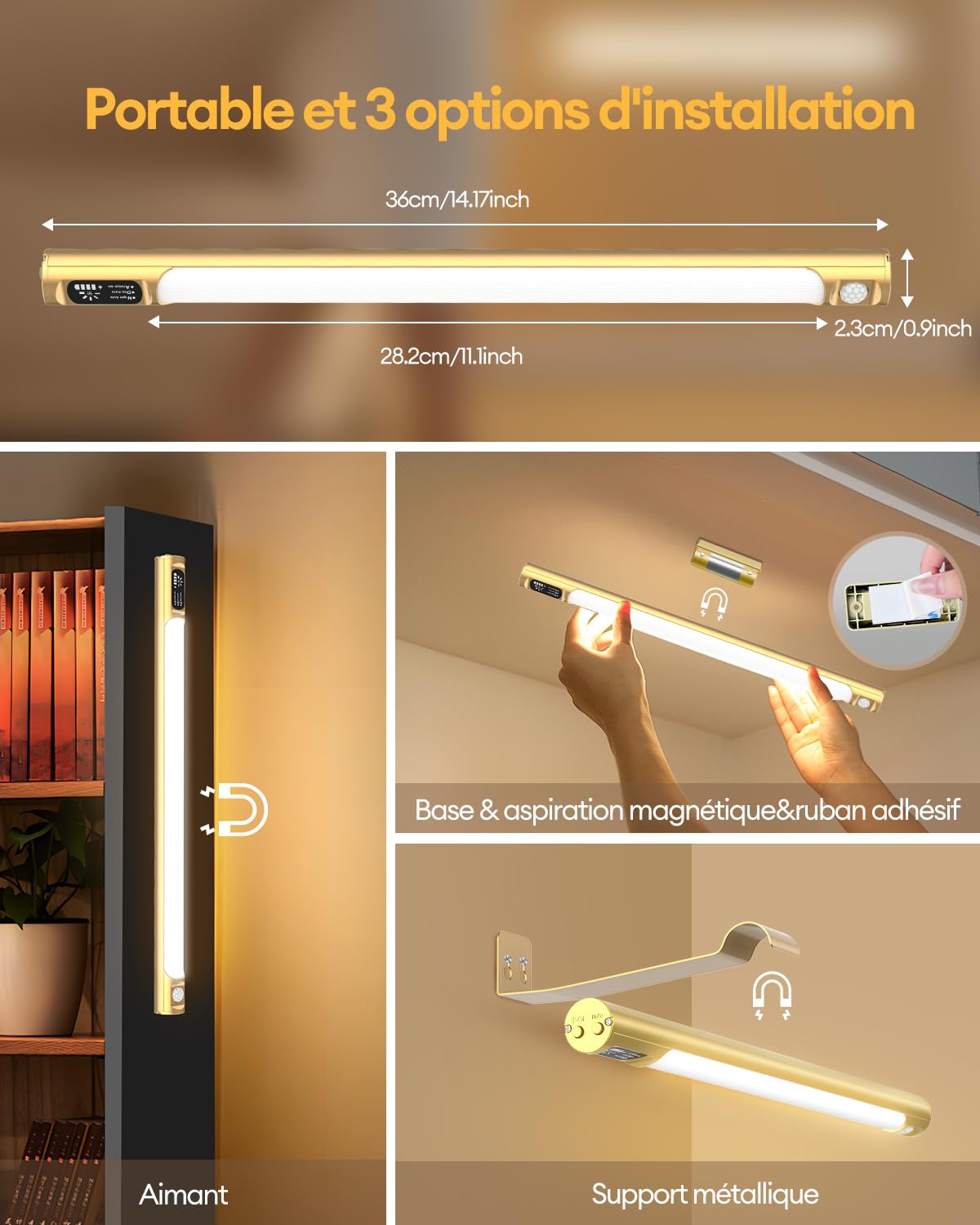 Applique Sans Fil Télécommande Détection Mouvement Lampe Murale Sans Fil LED CkeyiN - Télécommande Détection Mouvement Rechargeable Lampe Télécommade USB