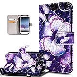 Kompatibel mit Galaxy S3 Hülle,Galaxy S3 Neo Hülle,3D Bunte Gemalte Schmetterlings PU Lederhülle Flip Ständer Wallet Handy Hülle Tasche Handy Tasche Schutzhülle für Galaxy S3/S3 Neo,Lila Schmetterling