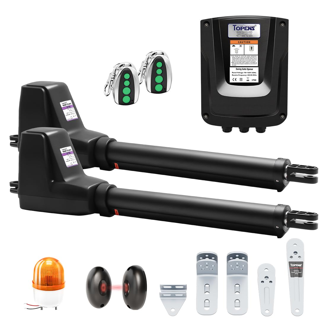 TOPENS AT1202 Drehtorantrieb Flügeltorantrieb Doppelflügeltor automatischer Torantrieb Toröffner Automatik max. 5,5m oder 400kg pro Flügel mit 2 Fernbedienungen