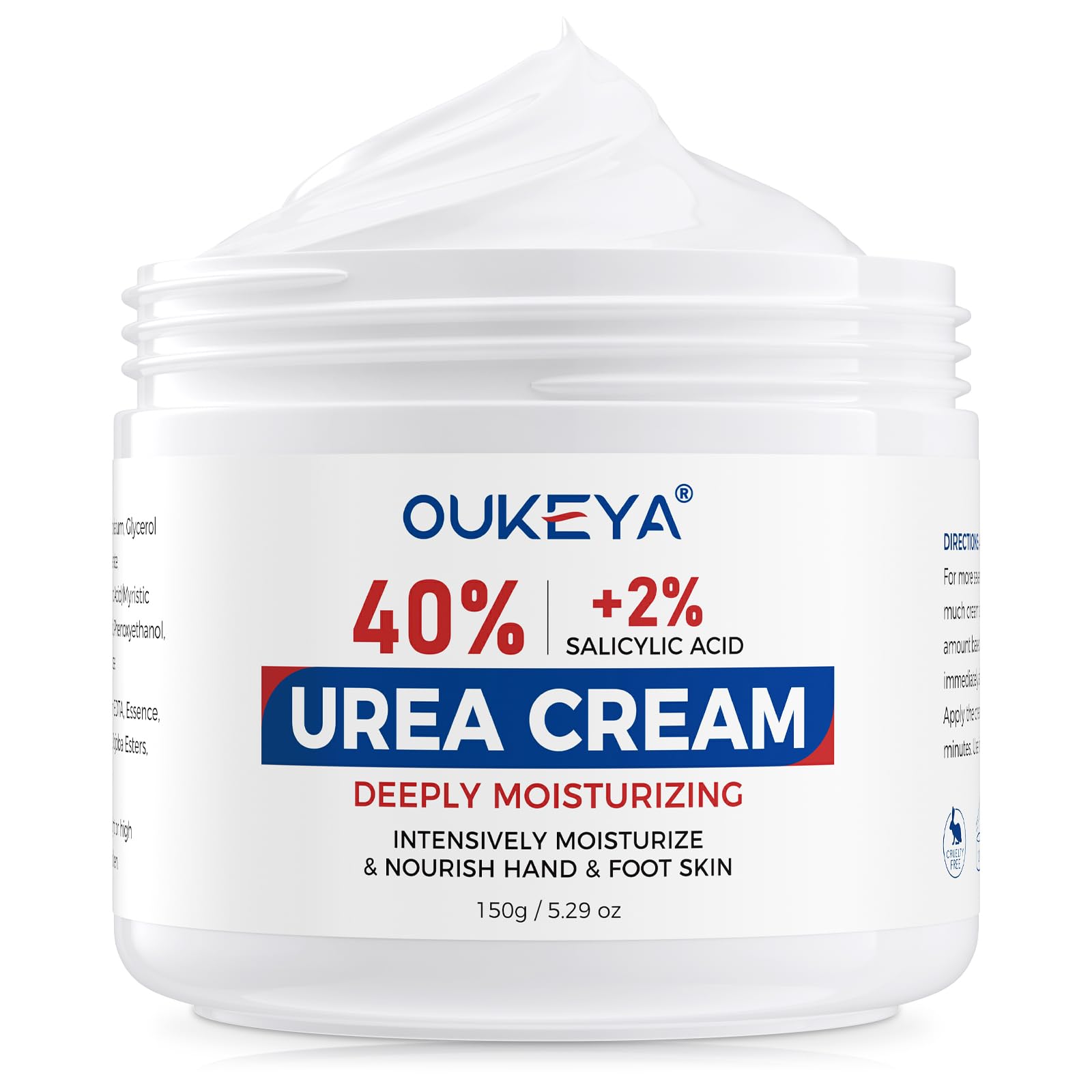 OUKEYA Neue Formel Urea-Creme 40% plus Salicylsäure 2%, Fusscreme Feuchtigkeit & Reparatur für Trockene, Füße, Fersen, Knie, Urea Handcreme für Hände, Fuß, NEW FORMULAUrea Cream 40%