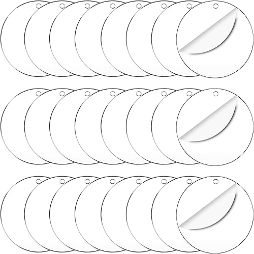 50 piezas de círculo acrílico transparente con agujero, 2.953 x 0.059 in, adornos acrílicos transparentes, hojas redondas de 3 pulgadas para