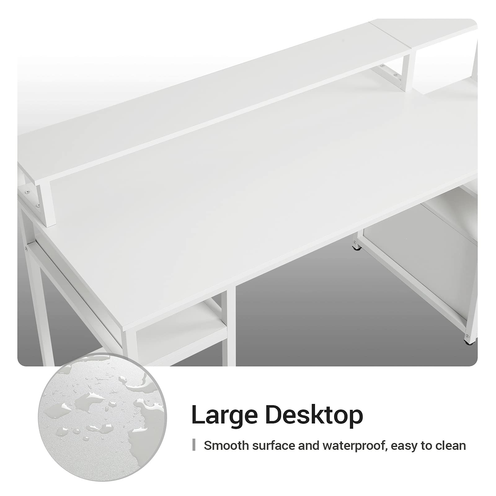 Sedeta Computer Desk with File Drawer and Storage Shelves, 66'' Large Home Office Desk