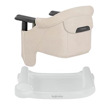 Inglesina Fast Table Chair - Desert Beige + Fast Dining Tray - Portable Baby High Chair for Babies & Toddlers up to 37 lbs - Fits Tables 0.8-3.5 Thick - Compact, Easy to Use - Travel Bag Included