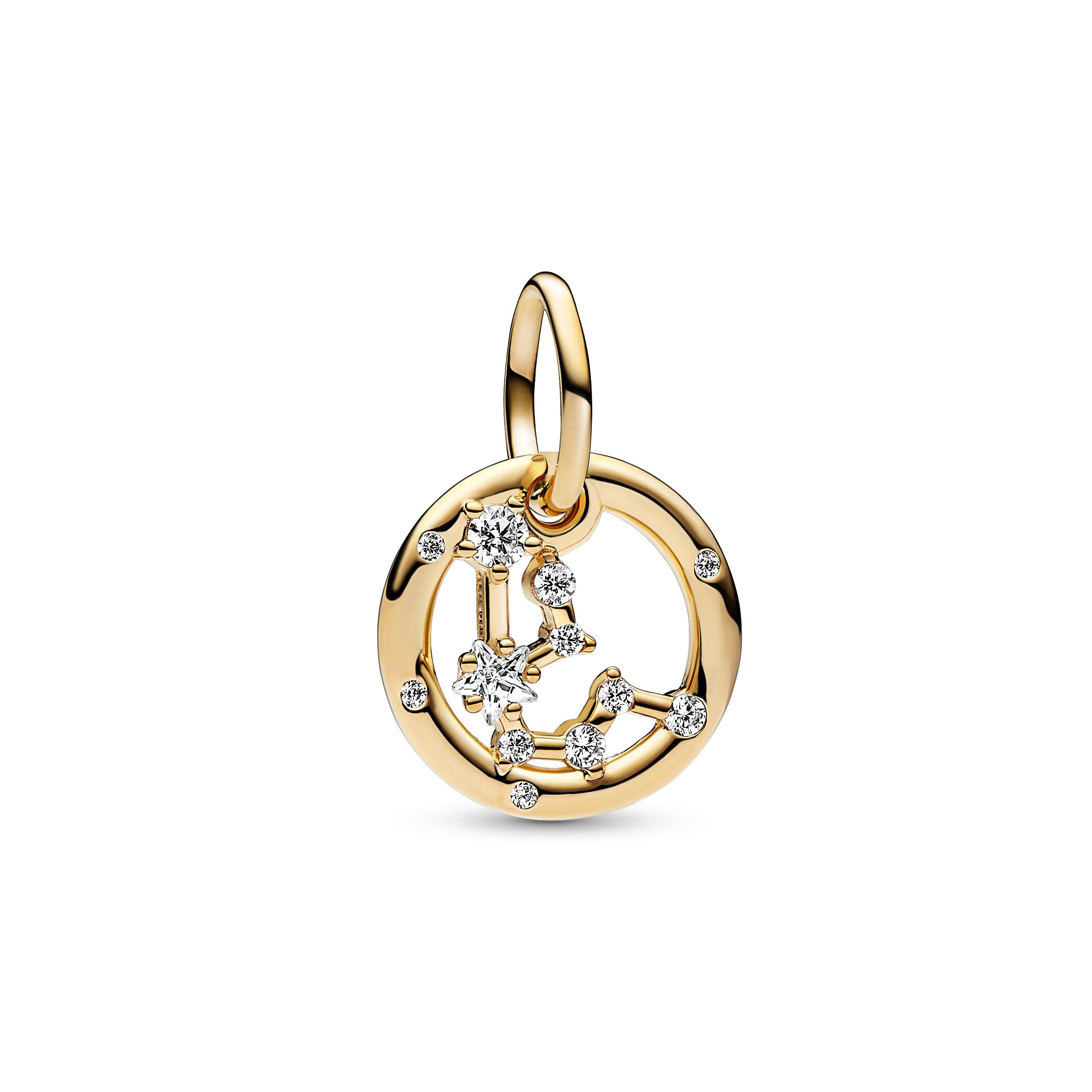 Pandora Moments Aquarius zodiac 14k gold-plated dangle with clear cubic zirconia