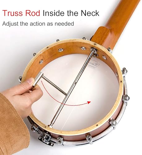Miniatura 4 de Kmise, 4, Ukelele de banjo, tamaño de concierto de 23 pulgadas (con correa de afinador de bolsa, pastilla de cuerdas)