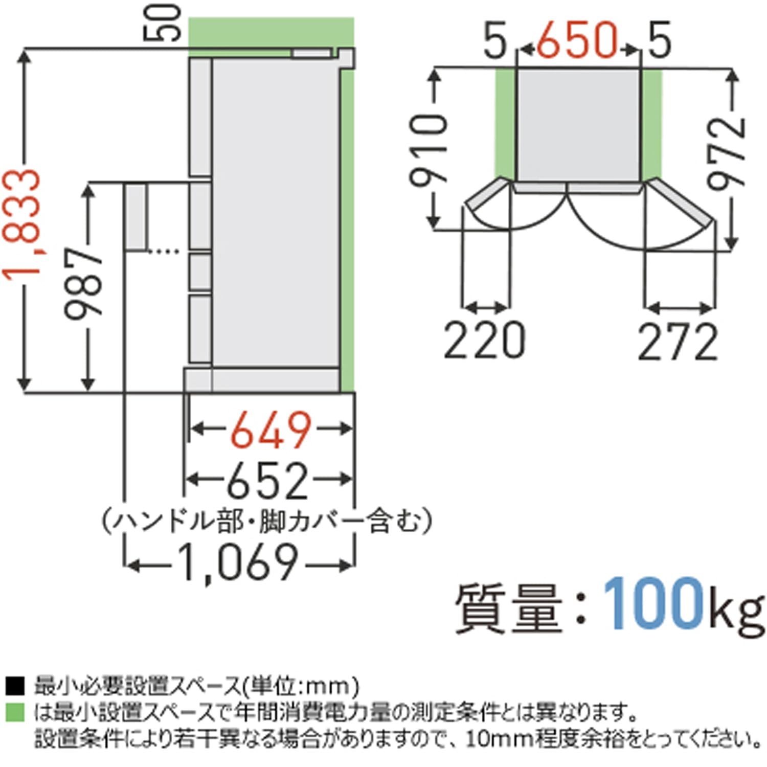 Amazon.co.jp: 東芝 冷蔵庫 幅65.0㎝ 462L 両開き GR-V460FH(EW 