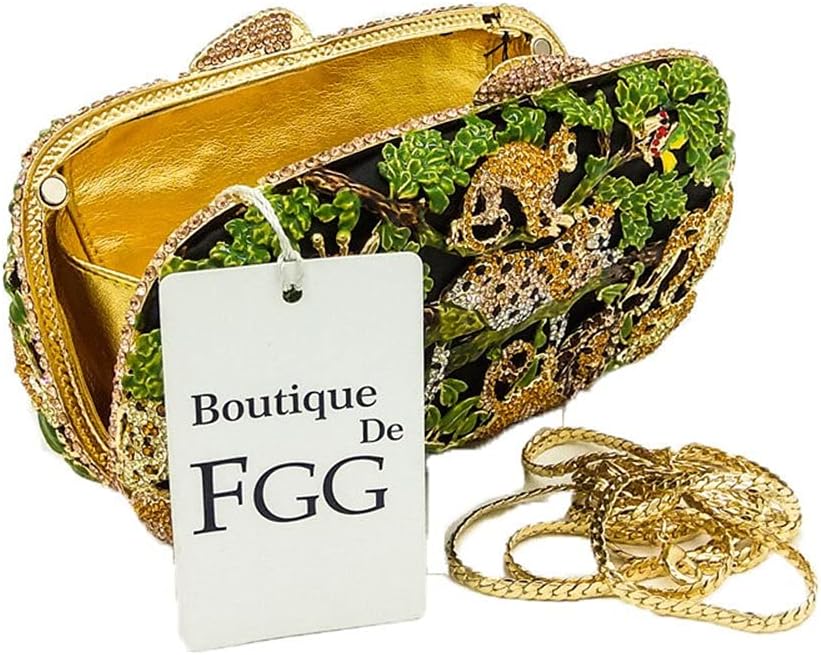 Boutique De FGG Forest Jungle Animal World Crystal Clutch Purse for Women Formal Evening Bags Rhinestone Clutch Handbag,Mini - Image 6