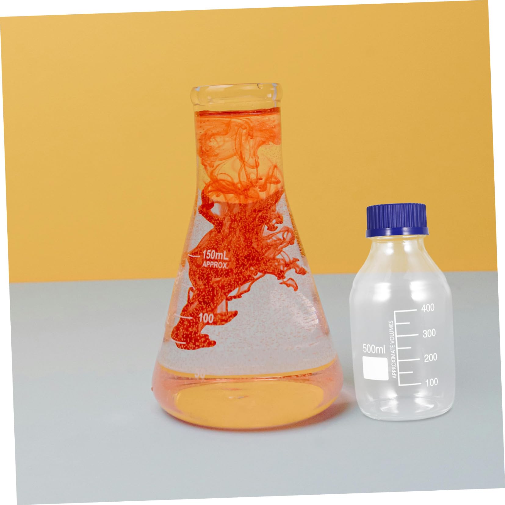 Cabilock 2pezzi Bottiglia in Vetro Flacone Per Reagenti Da Laboratorio Coperchio Ermetico Contenitore Di Vetro Per Liquidi Per Uso Scolastico e Chimico