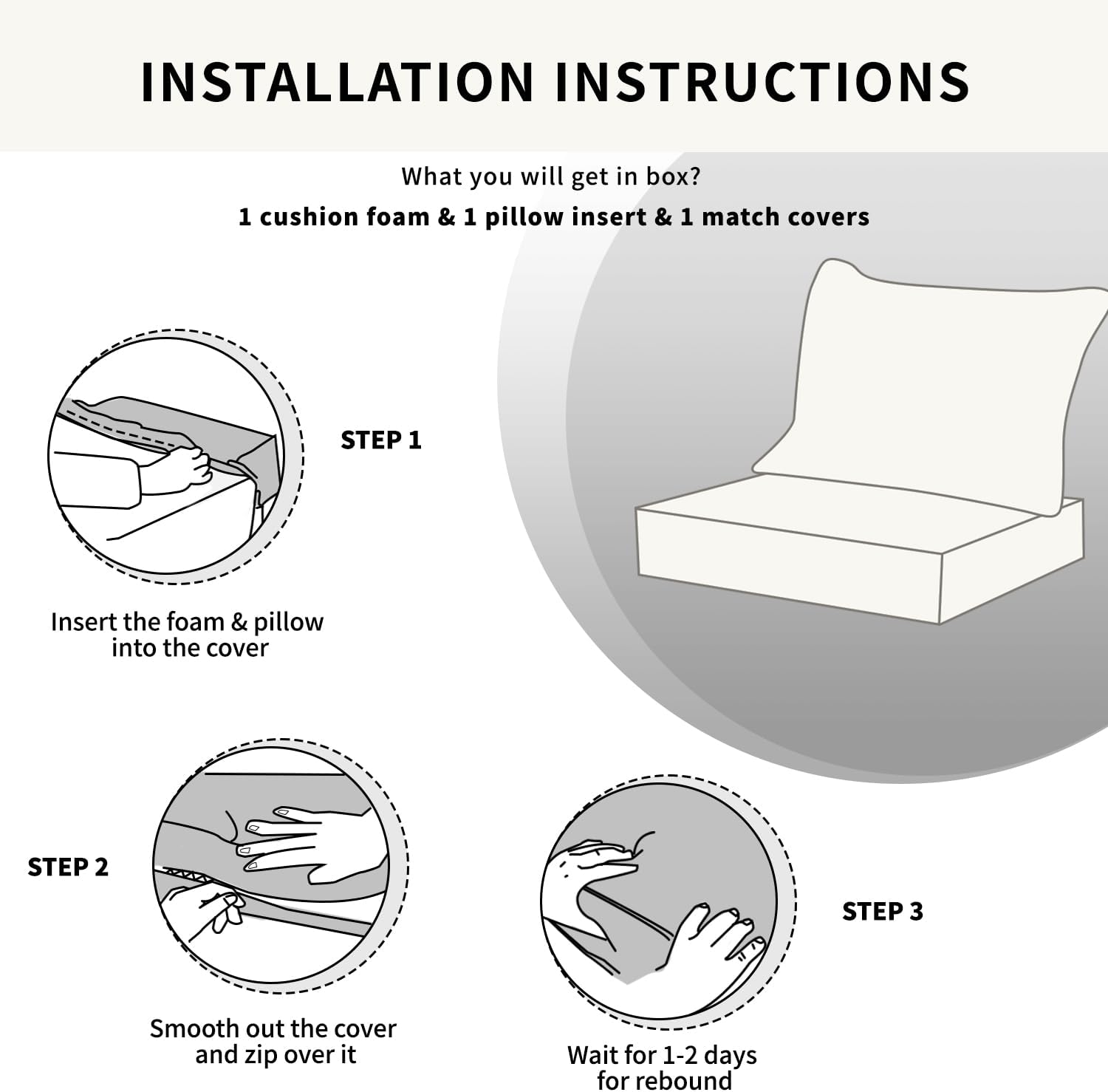 24" x 24" Patio Cushion Set Waterproof Outdoor Sectional Cushions Fade Resistant Seat and Pillow with Removable Cover for Patio Furniture, Blue