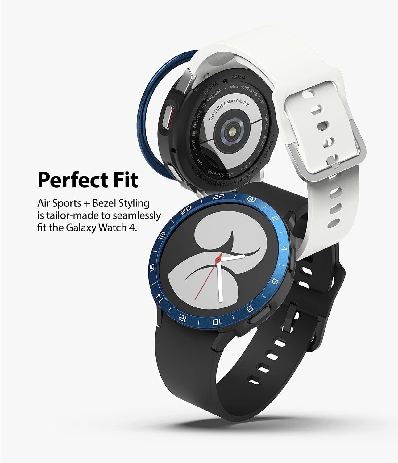 Ringke [Air Sports + Bezel Styling] Compatible with Samsung Galaxy Watch 4 40mm, Flexible Shockproof TPU Case with Adhesive Aluminum Frame Ring Cover - Black / 12