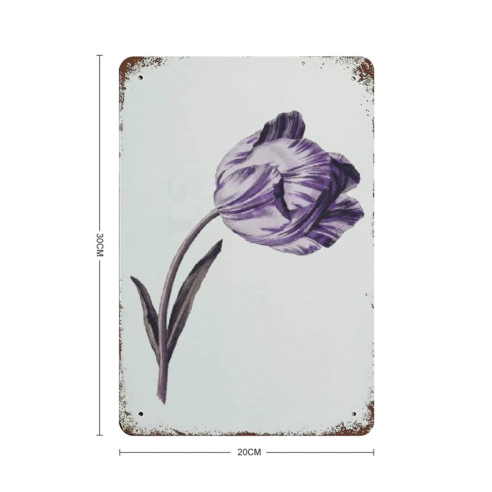 Targa in metallo con tulipano viola, stile vintage, decorazione da parete, per cucina, casa, garage, 30,5 x 20,3 cm