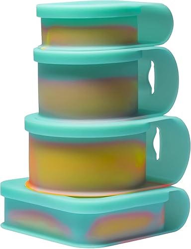Silipint Tazones de silicona Go Go Juego de 4 Aurora - Tamaños 10, 20, 30 oz y tamaño sándwich - irrompible, color de temporada