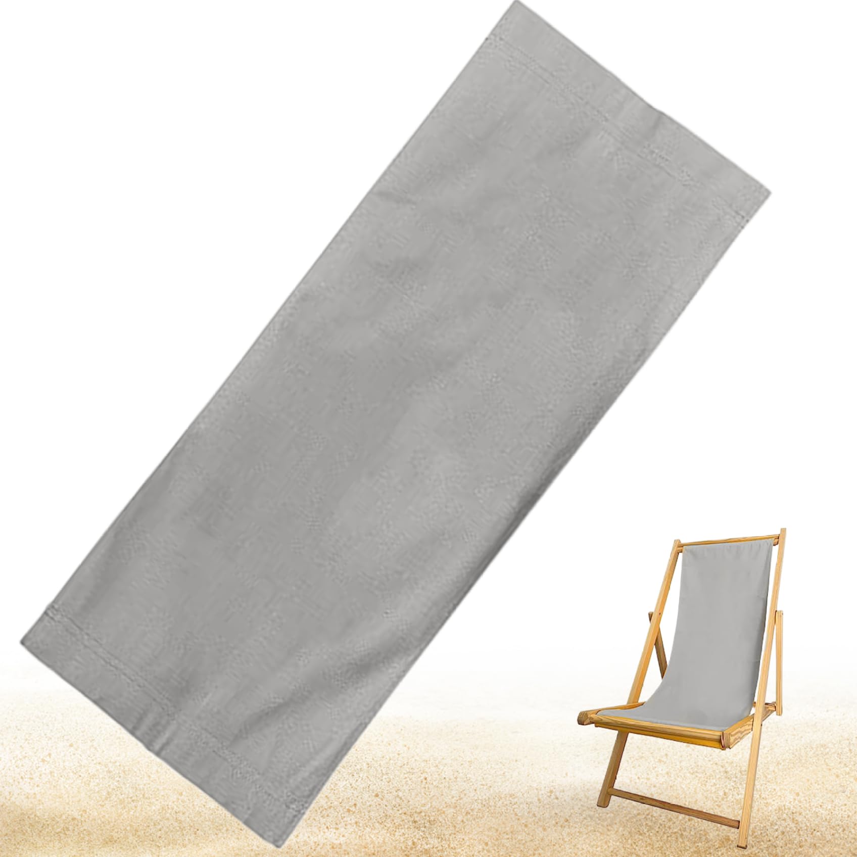 Odoukey 45x17 Canvas Sling Chair Replacement Fabric, Heavy Duty Patio Chair Replacement Fabric for Lounge Beach Sling Reclining Beach Khaki