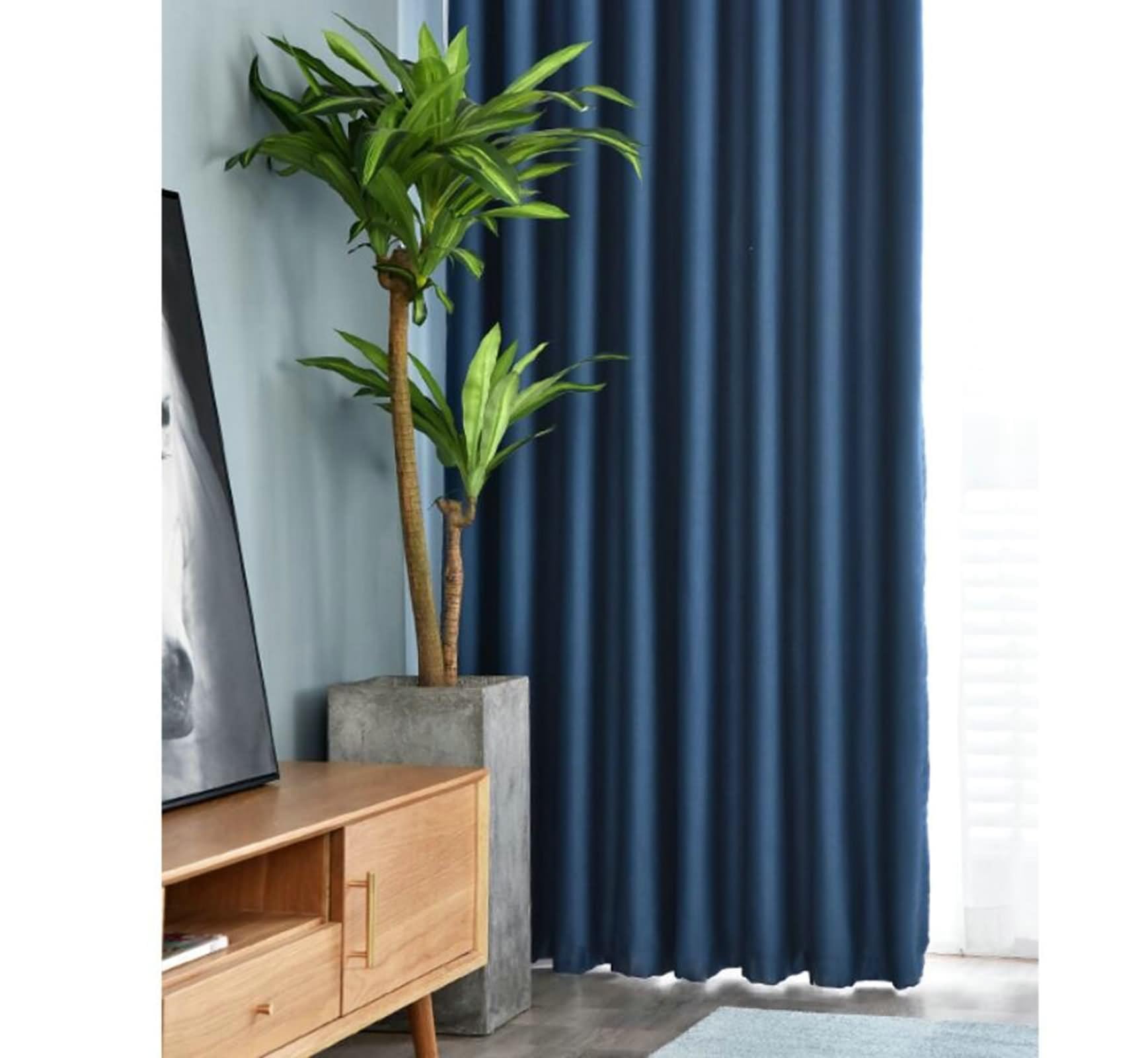 Tendine per Finestre Oscuranti, Blu Zaffiro Curtains for Living Room 2 Pezzi Tinta Unita Poliestere 137W x 229L cm