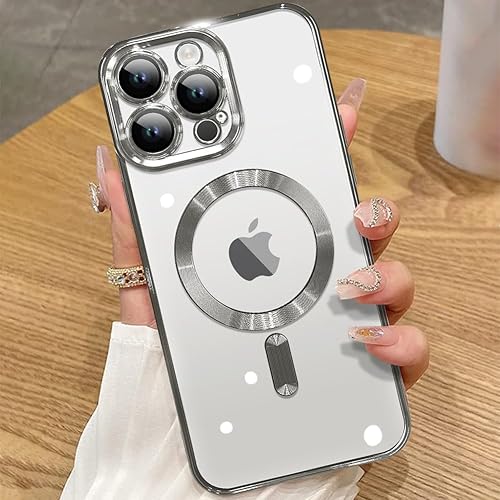 ZIYE Funda magnética para iPhone 15 Pro compatible con MagSafe protección completa de la cámara, cubierta de lujo para mujeres y hombres, funda