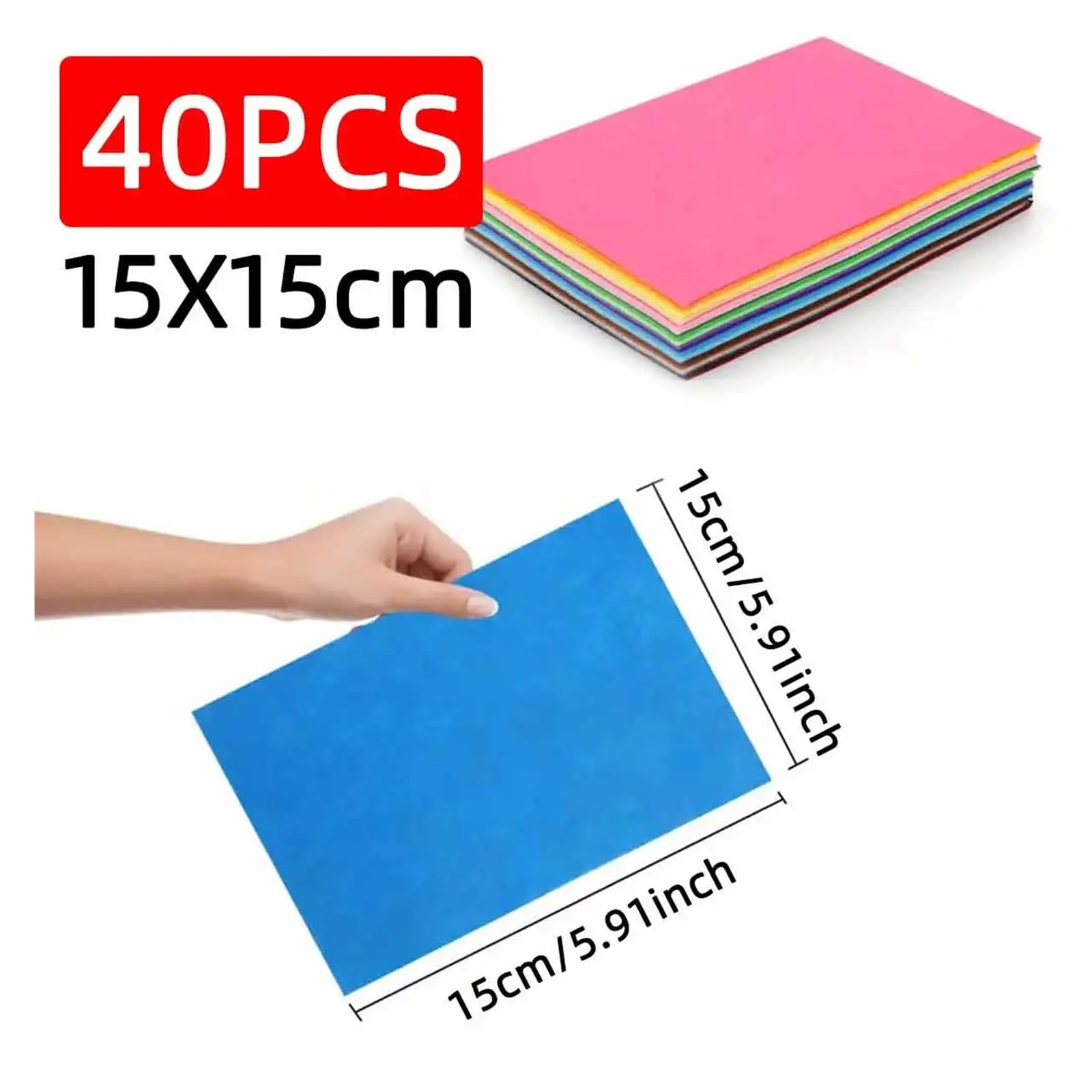 40 Stück Filzstoff, einfarbig, vorgeschnittene Blöcke, nur Handwäsche, geeignet for DIY-Nähprojekte Geeignet für Bastelarbeiten und Nähen(15cmX15cm)
