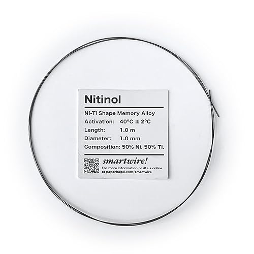 Alambre de memoria con forma de nitinol (3.3 ft x 0.039 in, activación 40C/104F) | Profesor Tony's Smart Ass Wire Company