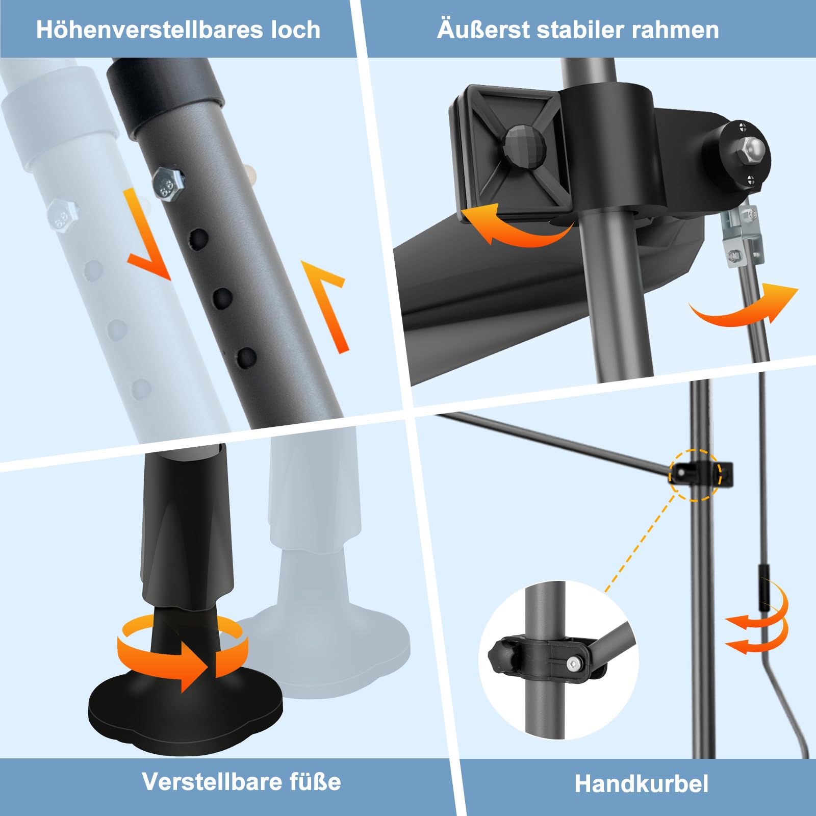 AXT SHADE Klemmmarkise 300cm Breit mit Handkurbel, Markise Balkon Ohne Bohren, Balkonmarkise UV-beständig Höhenverstellbar Wasserdicht & Sonnenschutz für Balkon Terrasse Garten-Anthrazit
