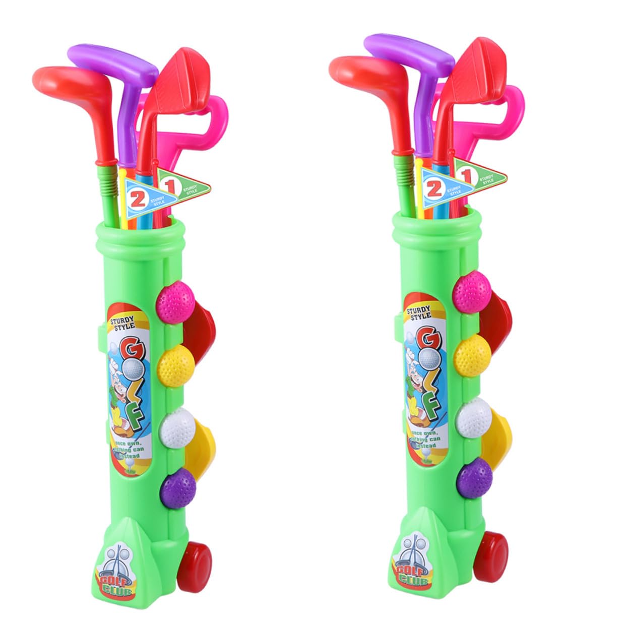 Set Golf per Bambini 2 Pezzi in Plastica Verde, Gioco Educativo