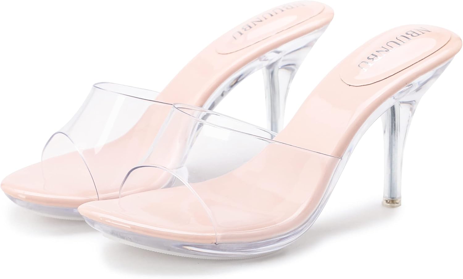 NBUUNBU Silver Clear Heels For Women Dress Shoes Transparent Strap Sexy Stilletos Heels Open Toe High Silver Heeled Sandals Pump Mules - Image 9