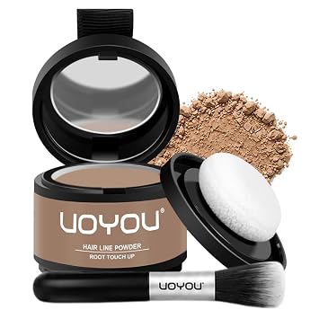 Root Touch Up Powder Instantly Conceals Hair Loss, Gray Root Cover Up Powder, Waterproof Hairline Powder for Thinning Hair Men & Women, Includes Brush Medium Blonde, 4g Bottle with Brush