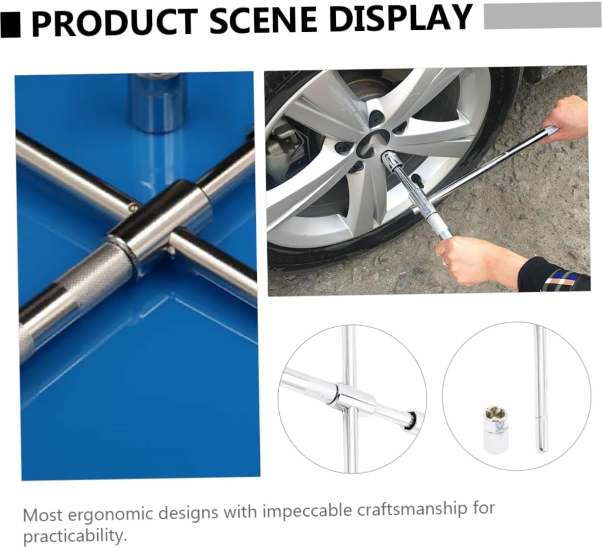 Extended Lug Wrench Tire Lug Nut Socket Set Torque Ratchet Wrench Tool High Strength Material