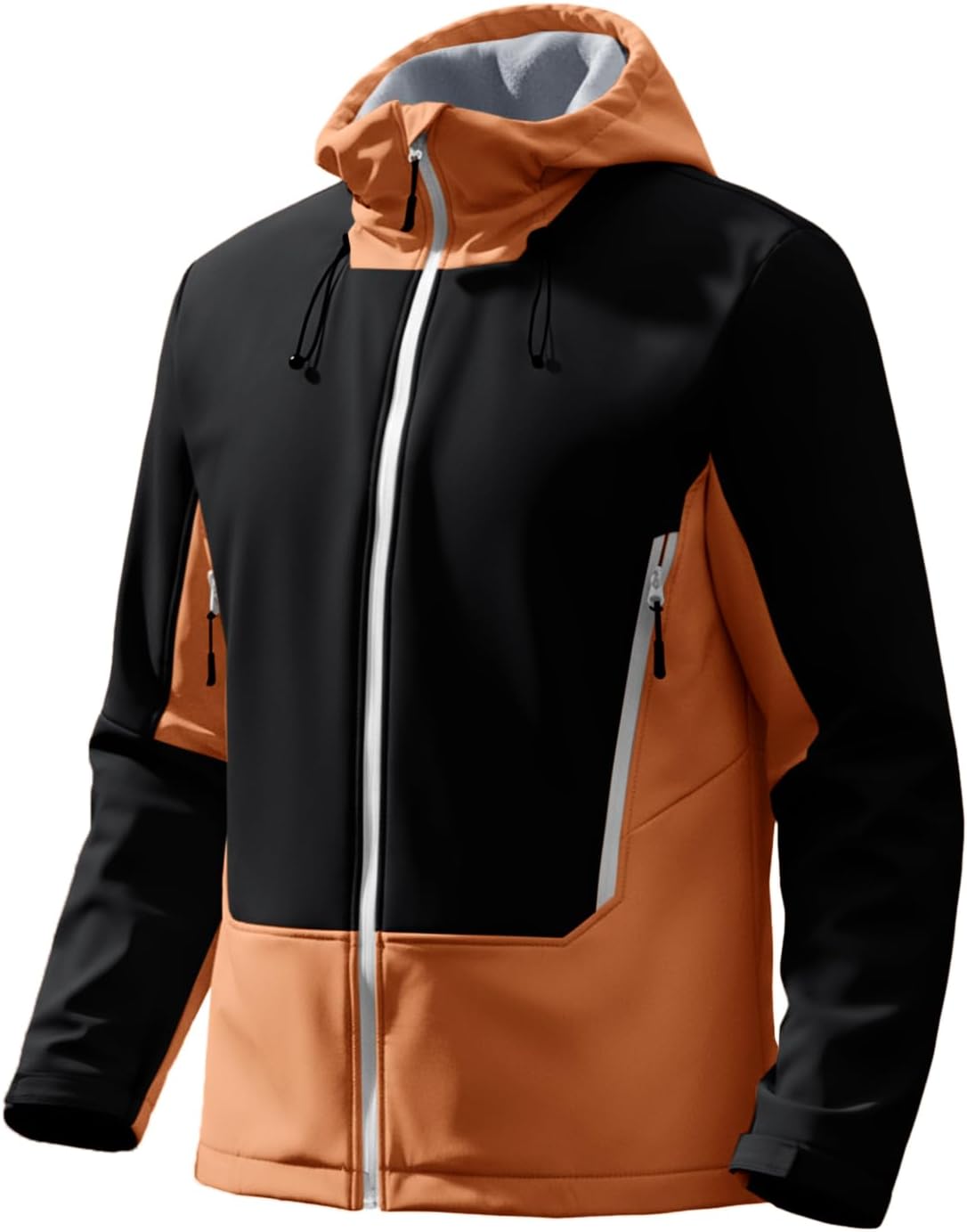 Runcati Mens Softshell Jacket Fleece Lined Windbreaker Color Block Rain Coat Waterproof Hooded Jackets for Hiking