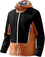 Vista 7 de Runcati Chaqueta Softshell para hombre, con forro polar, rompevientos, bloque de color, impermeable, con capucha, para senderismo
