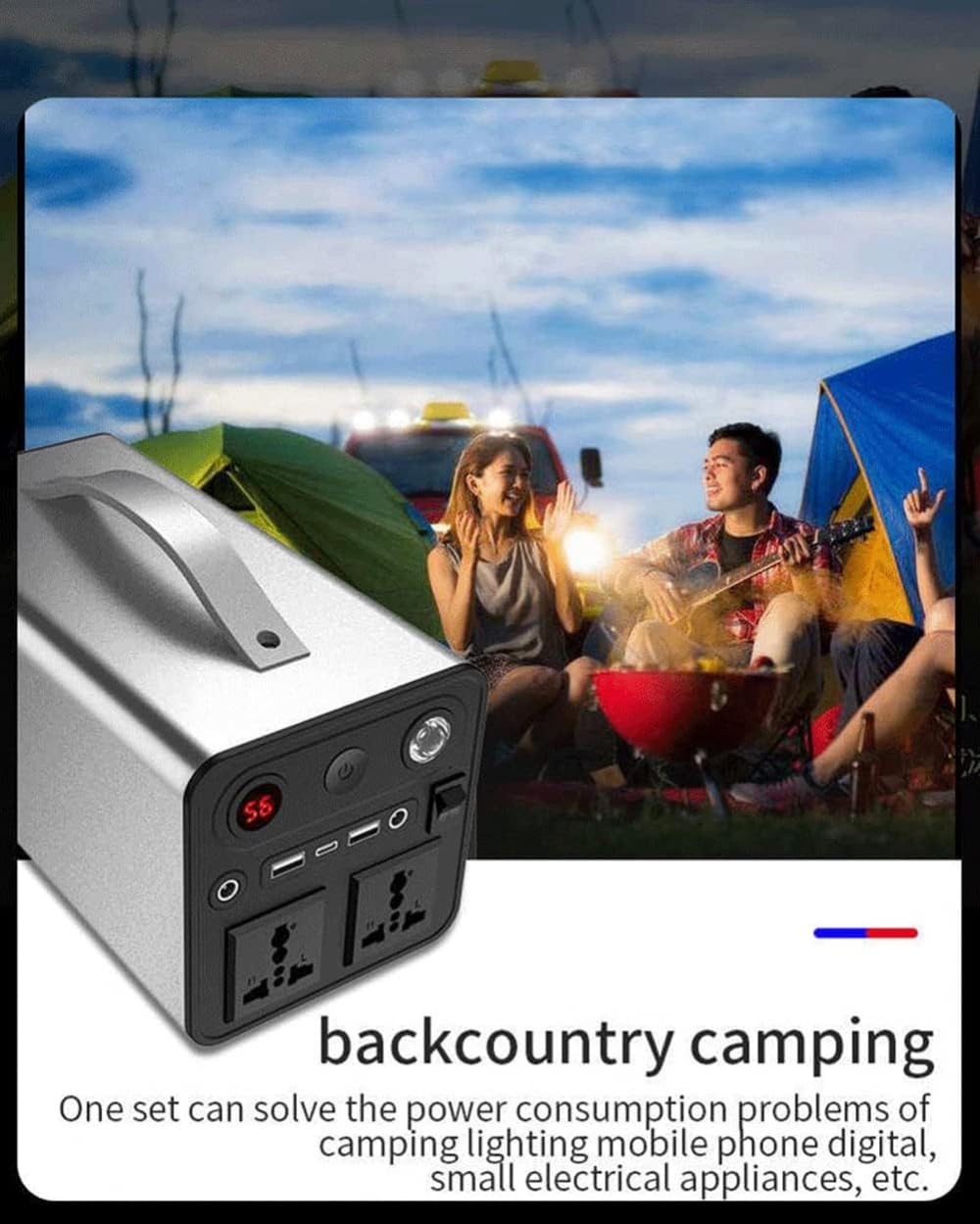 Power Bank Portatile per Campeggio 300W 90000mAh - Generatore Solare per Campeggio, Viaggi, Pesca, Alimentazione di Emergenza, Backup - Presa CA/CC/USB/Tipo C per Esterni