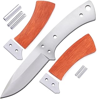 EZSMITH Boot Skinner Knife Kit - DIY Fixed Blade Knife - (Blade Blank, SS Bolsters & Pinstock) - (w/Pre-machined Padauk Handle Blanks) - (USA Design) - (Gift Boxed) - (by KnifeKits)